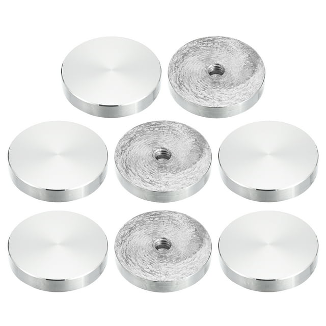 Unique Bargains M8 Thread 40mm Diameter Round Shape Aluminum Disc Hardware 8pack Aluminum Circle Disc Glass Top Adapter for Glass Table