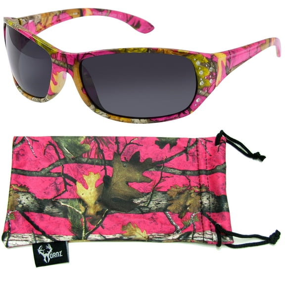 Polarized Hot Pink Camo Sunglasses for Women - Elettra - Hot Pink Camo Frame - Smoke Lens