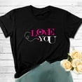 thumbnail image 2 of Moda mujer Casual cuello redondo Love You impreso camiseta suelta manga corta Tops blusa Pompotops  hkajfhjk459004, 2 of 3