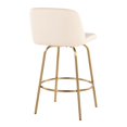 thumbnail image 6 of LumiSource Cream PU, Gold Metal Toriano 26" Fixed-Height Counter Stool - Set of 2, 6 of 6