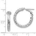 thumbnail image 2 of Beautiful Leslie's 10K 3x15 White Gold D/C Round Omega Back Hoop Earrings, 2 of 2