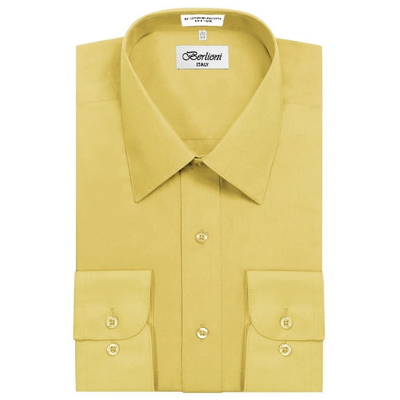 Berlioni Italy Men's Long Sleeve Solid Premium Dress Shirt