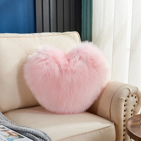 Jokapy Plush Decorative Heart Throw Pillow, 15" x 17", Pink, 2 Pieces
