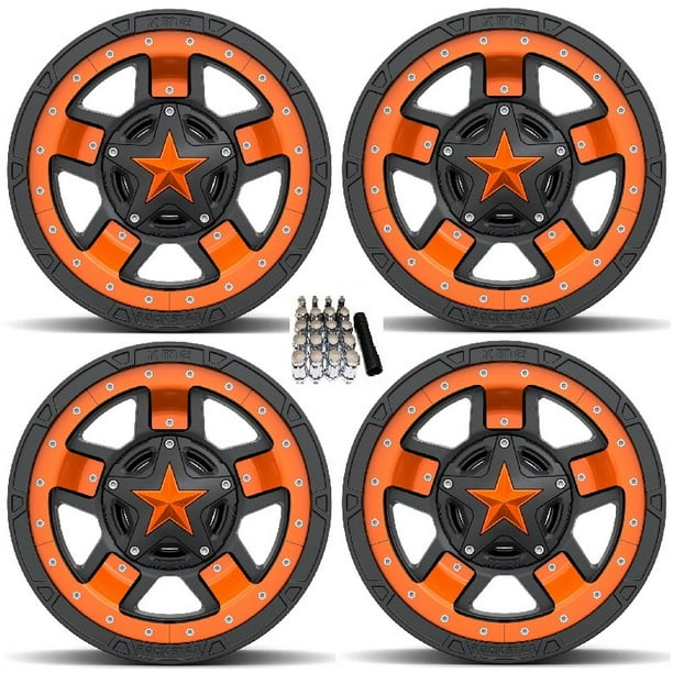 XS827 RS3 Midspoke Wheels/Rims Orange/Black 16" Polaris RZR 1000 XP