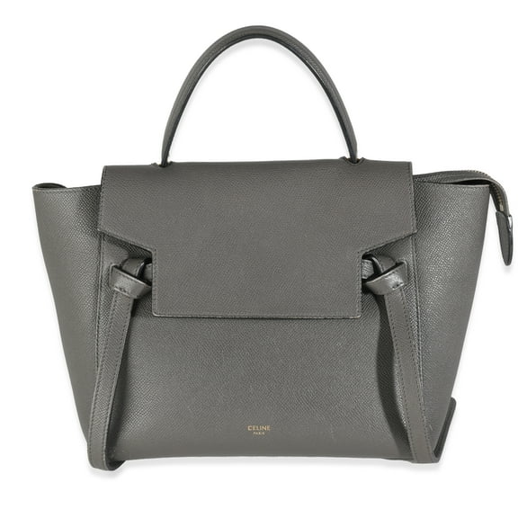 Pre-Owned Celine Grey Grained Calfskin Micro Belt Bag