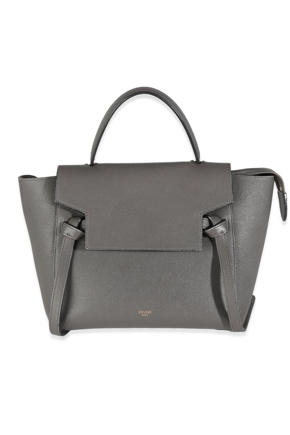 Pre-Owned Celine Grey Grained Calfskin Micro Belt Bag