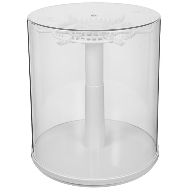 Vitrina giratoria transparente: organizador de escritorio para muñecos de peluche con base giratoria para exhibir minijuguetes y almacenar muñecos de colección.