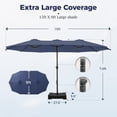 thumbnail image 2 of Alpha Joy 15ft Double-Sided Large Patio Umbrella with Base Included, Crank Handle, Navy Blue, 2 of 7