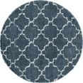 thumbnail image 3 of Contemporary Area Rug Shag Thick (7'10'' Round) Trellis Medium Blue, White Indoor Round Easy to Clean, 3 of 5