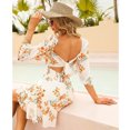 thumbnail image 5 of Femmes Lanterne Manches Cravate Arrière Robe d'Été Ébouriffé de l'Épaule une Ligne Mini Robe Vintage, 5 of 5