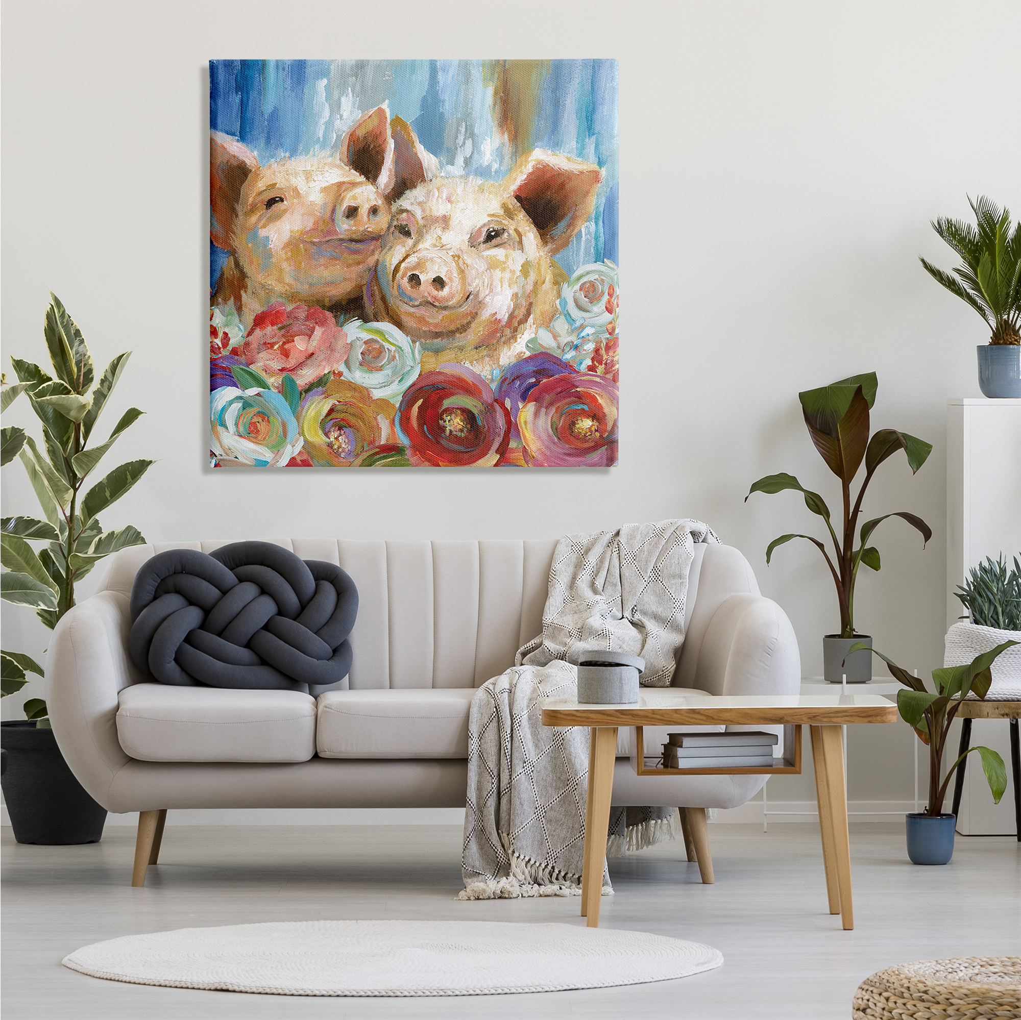 Design by Nan Contemporary Farm Pig 36 in x 36 in Painting Canvas Art Print, by Stupell Home Décor