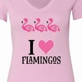 thumbnail image 4 of Inktastic I Love Flamingos Pink Bird Women's V-Neck T-Shirt, 4 of 5