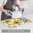 thumbnail image 5 of Summer Sunflower Yellow Floral Placemats Set of 4,Wipeable Washable Table Mats for Dining Tables, Green Leaves Plant Place Mats for Kitchen Event Party Tabletop Decor, 5 of 9