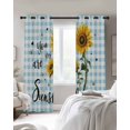 thumbnail image 3 of Sunflower Blackout Curtains, Light Blocking Print Window Curtains, Blue Plaid Farmhouse You Are My Sunshine Thermal Insulated Window Drapes for Living Room Kitchen Cafe 2 Panels, 104"W x 52"L, 3 of 9