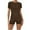Coffee, variant on cfhntfmh Women Short Sleeve Jumpsuit Zip up Bodysuits Fashion Yoga Workout Bodycon Athletic Gym Rompers