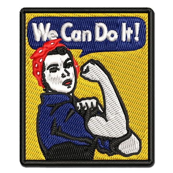 We Can Do It Rosie the Riveter Encouragement Applique Multi-Color Embroidered Iron-On Patch - 2.5 Inch Small
