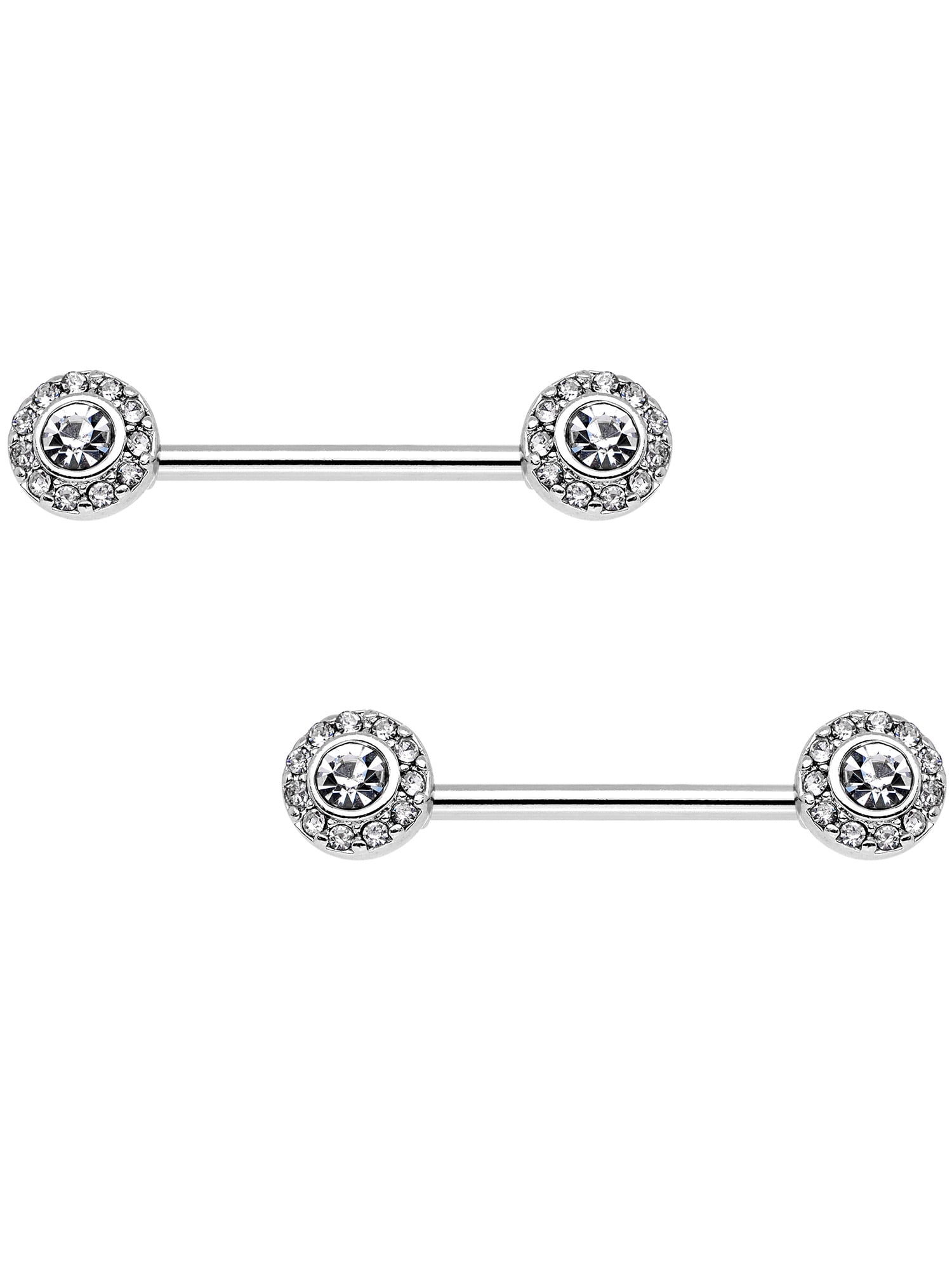 Body Candy Womens Nipplerings Piercing 9/16" Stainless Steel 2Pc Clear