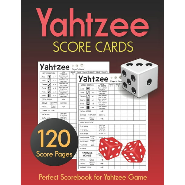 yahtzee score cards clear printing with correct scoring instruction large size 8 5 x 11 inches 120 pages premium quality yahtzee score sheets yahtzee score pads dice board game vol 4 paperback walmart com