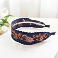 thumbnail image 4 of Embroidered Bohemian Headband for Women - Wide Fabric Hair Hoop with Ethnic Pattern, Padded Structured Headwear, Fashion Hair Accessory for Daily Casual Boho Style Navy, 4 of 4