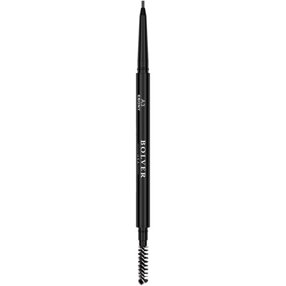 BOLVER Eyebrow Pencil: A Dual-Ended, Long-Lasting and Waterproof Eyebrow Pencil with a Fine-Tipped Lead and a Built-In Brush. Defined Brows in a Range of Shades (A3 EBONY)