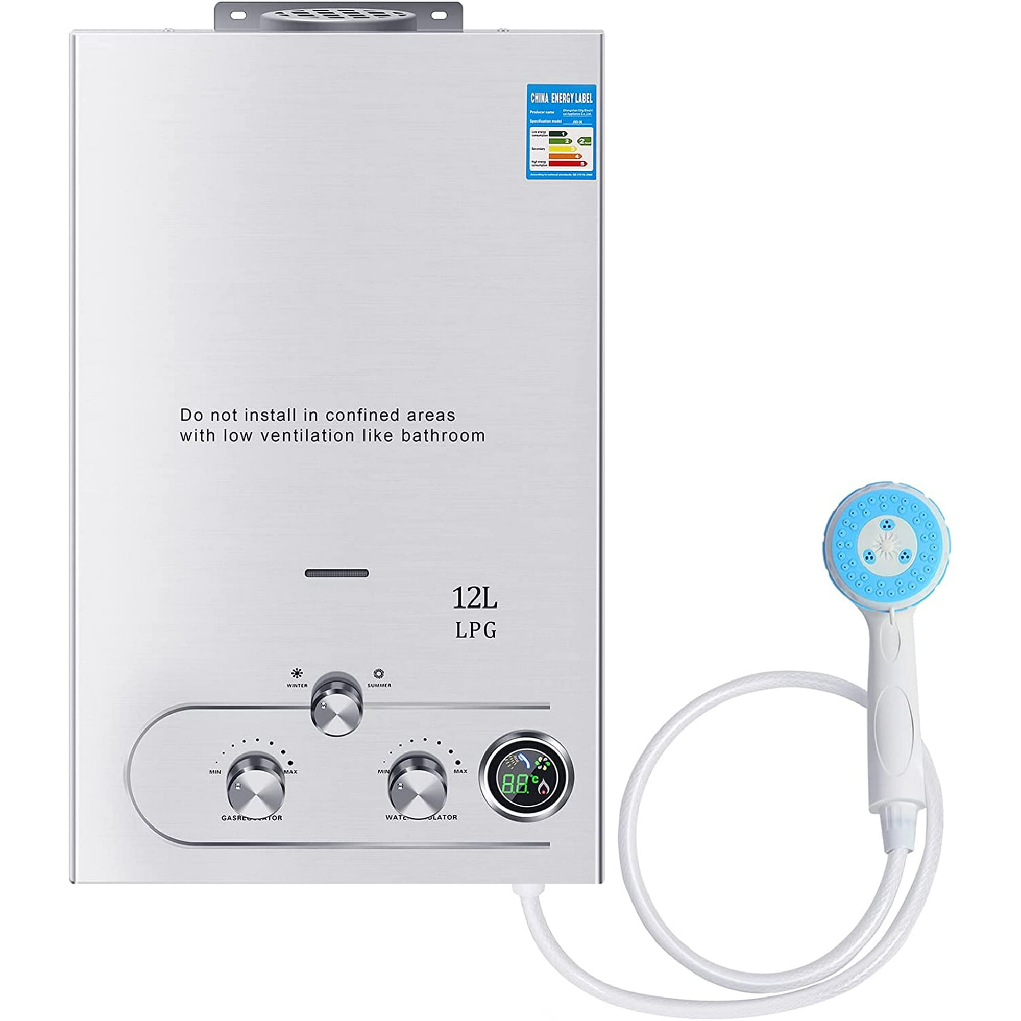 3.2GPM Tankless Hot Water Heater Propane Gas LPG 12L 24KW Instant Hot Water  Boiler for Outdoor with Shower Head Kit - Walmart.com
