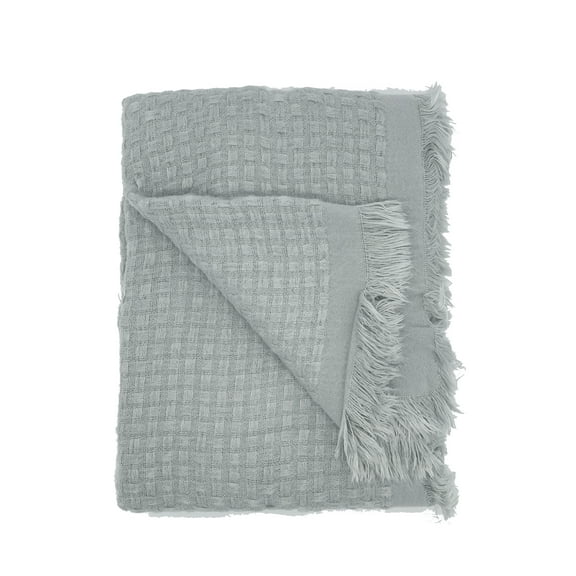 K-Cliffs Waffle Weave Solid Lightweight Throw Blanket with Fringe 50" W x 60" L - Light Grey