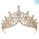thumbnail image 5 of Corona de novia de cristal, delicada corona para el cabello, accesorio creativo para el cabello, tiara de moda para fotos para mujer y niña (dorada), 5 of 7