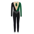 thumbnail image 3 of vastwit Kids Girls Dance Unitard Rhinestone Mesh Splice Long Sleeve Stirrup Bodysuit Gymnastics Skating Jumpsuit Dark Green 16, 3 of 4