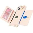 thumbnail image 5 of for iPhone 15 Case with Card Holder for Women, for iPhone 15 Phone Case Wallet with Strap Credit Card Slots Crossbody with Kickstand Zipper Case for iPhone15-White, 5 of 13
