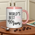 thumbnail image 5 of World's Best Mum Mug - Elegant Cursive "World's Best Mum" & Pink Heart Coffee Cup, Tea/Hot Chocolate Cup for Mom, Mother's Day/Christmas Gift, White with Black Lettering, for hot Beverages, 5 of 9
