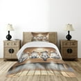 thumbnail image 4 of Ambesonne Cat Quilted Bedspread Set 2 Pcs, Funny Kittens in Hats at Sauna, Twin Size, Pastel Brown and Pale Grey, 4 of 5