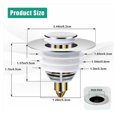 thumbnail image 2 of Paquete de 2 desagües universales para fregadero, tapón emergente para bañera, cocina, fregadero (orificio de drenaje de 32-42 mm), 2 of 5