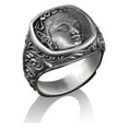 thumbnail image 3 of Buddha Signet Pinky Ring For Men in Sterling Silver, Buddhist Hinduism Jewelry, Engraved Mens Rings, Personalized Signet Rings for Women, 3 of 5