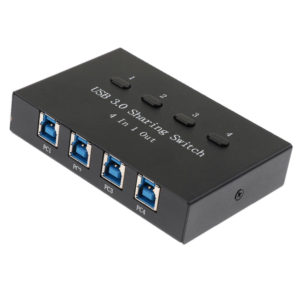 USB Sharing Switch Printer Switch Adapter KVM Switch Hub with 4 Ports USB 3.0 for PC Computers Scanners