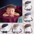 thumbnail image 3 of Baptism Hat for Baby Boy Flat Newsboy Driver Cap and Bow tie Set Gatsby Cap Pageboy Golf hat 0-1 Years, 3 of 3