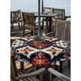 thumbnail image 2 of Outdoor Tablecloth with Umbrella Hole Zipper Orange Blue Boho Round Tablecloth 54" Waterproof Outside Table Cloth Colorful Abstract Ethnic Aesthetic Patio Table Cover Tablecloths for Picnic Party, 2 of 8