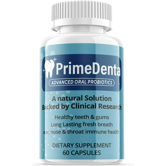 (1 Pack) Prime Denta - Advanced Oral Probiotics Formula for Healthy Teeth and Gums, Fresh Breath, Ear, Nose, Throat, and Immune Health Supplement - 60 Capsules