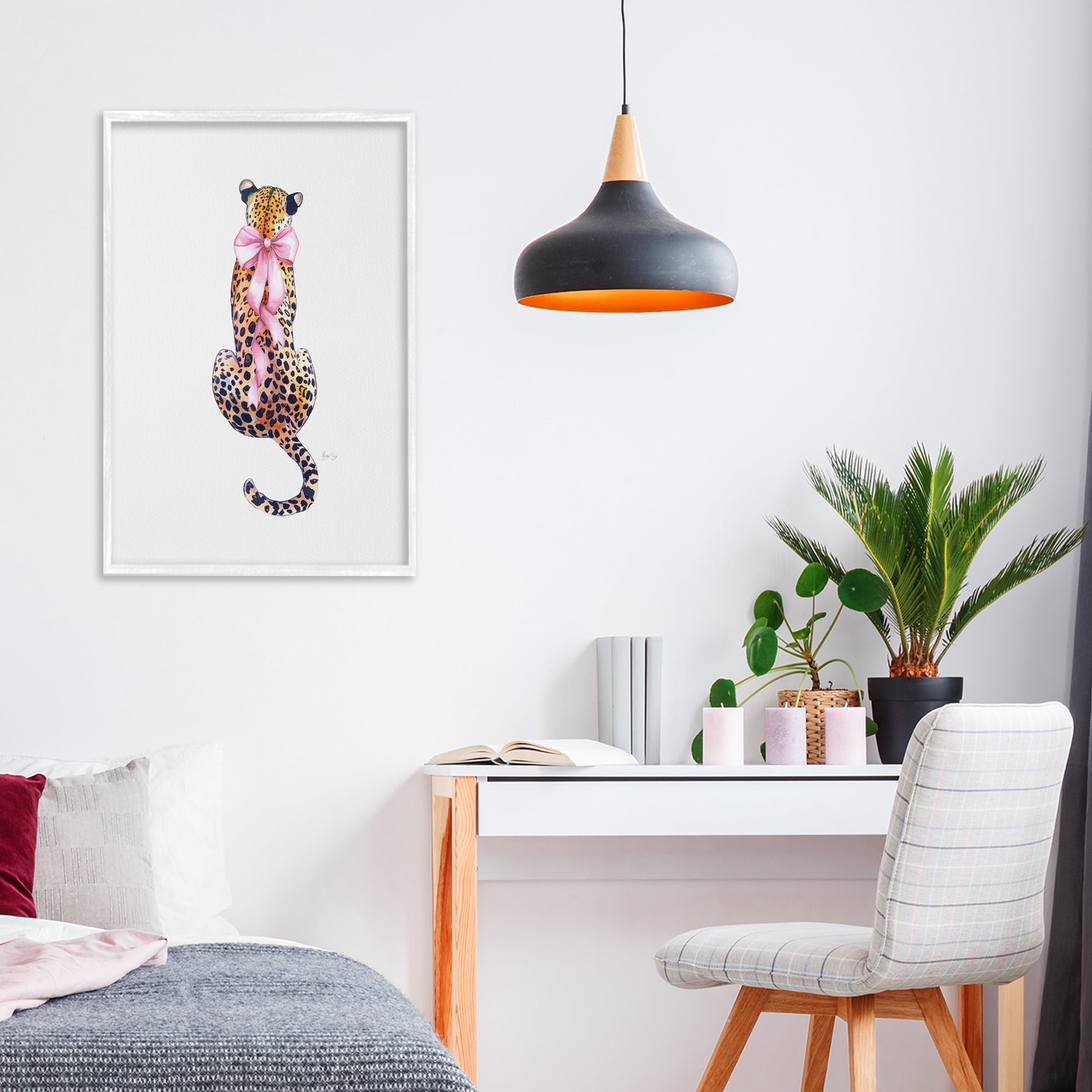 Stupell Industries Poised In Pink Cheetah White Framed Giclee Art, design by Shelly Craig