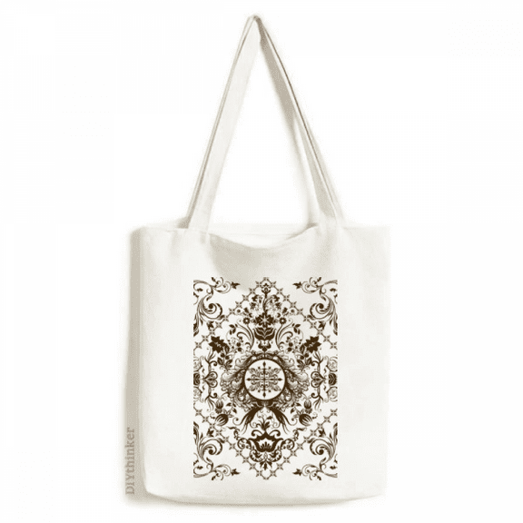 flower repeat illustration pattern tote canvas bag shopping satchel casual handbag