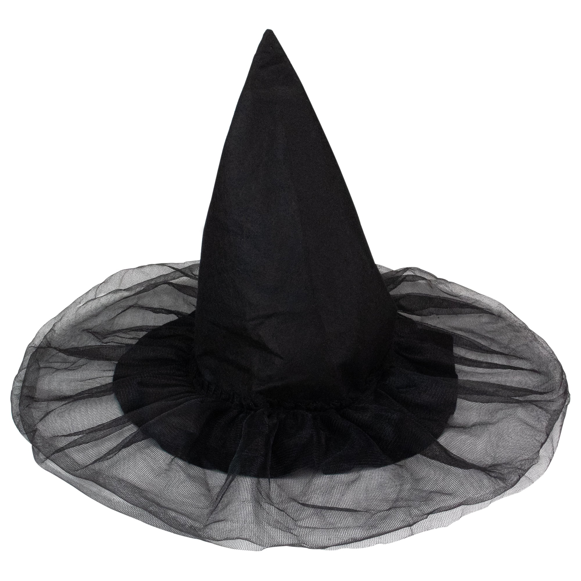 Satin Witch Hat Black Wicked Fancy Dress Up Halloween Adult Costume Accessory 