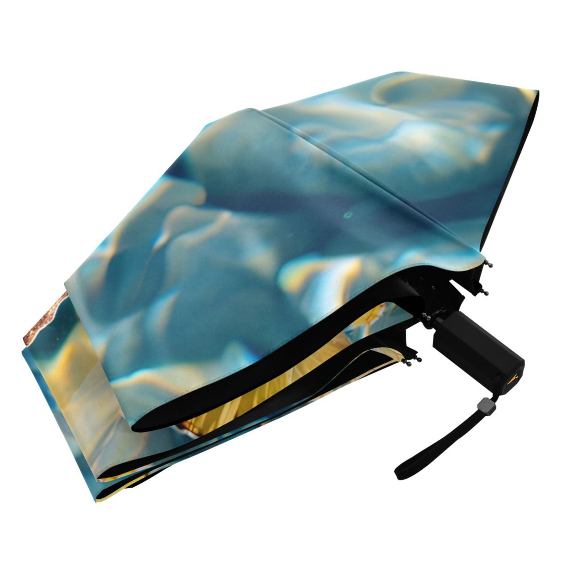 Butterflies on Clear Water Compact Sun Umbrella Windproof Travel Umbrellas for Rain Strong Portable UV Protection