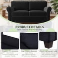 thumbnail image 6 of 57" Loveseat Sofa, Mid Century Modern Corduroy Couch with Thick Cushion, 2 Seater Small Sofa for Living Room Bedroom Apartment Office, Black, 6 of 9