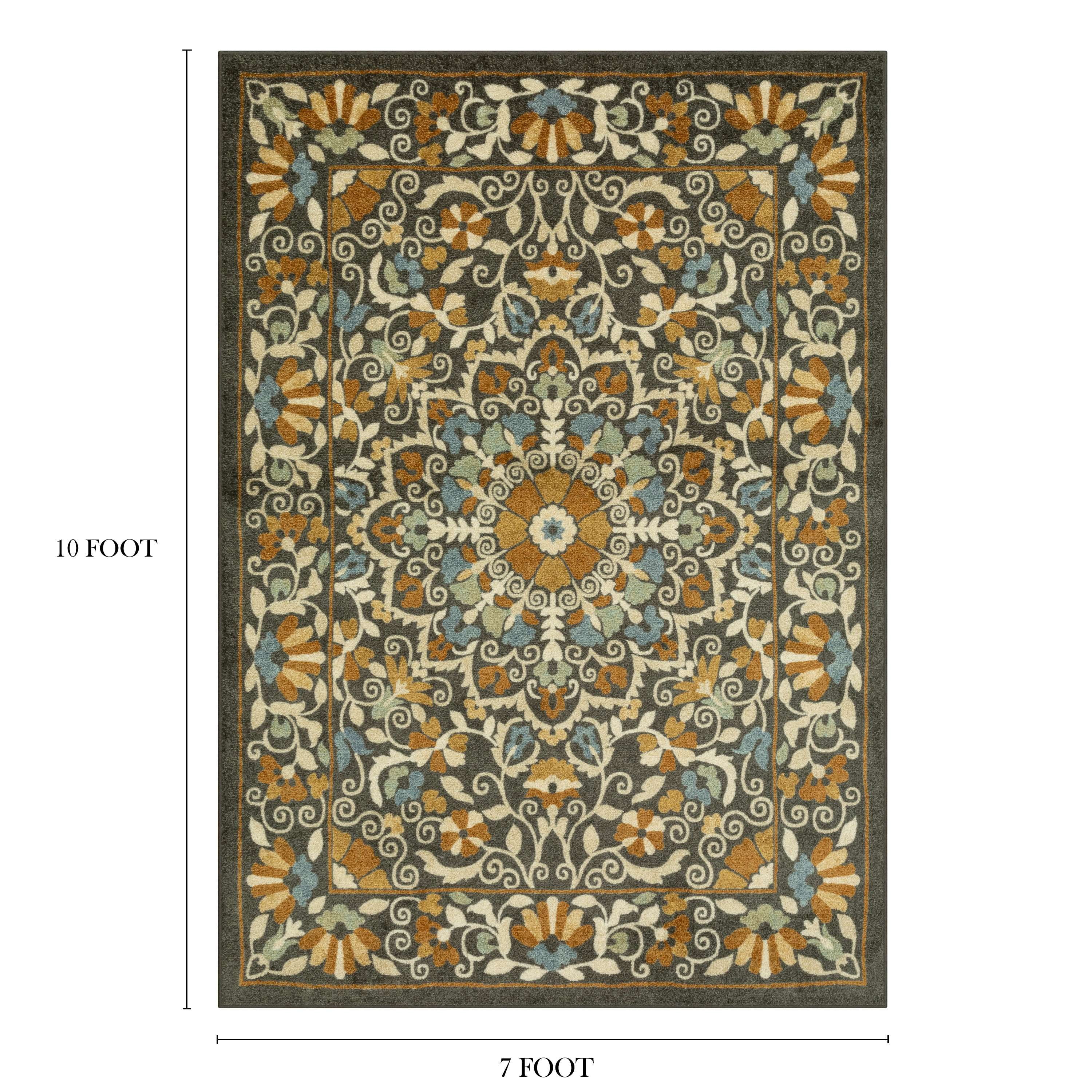 Mainstays Bright Persian Medallion Rust Multicolor Indoor Area Rug, 7' x 10'
