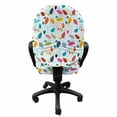 thumbnail image 3 of Autumn Office Chair Slipcover, Colorful Various Leaf Types Season Composition Fall Themed Designs, Protective Stretch Decorative Fabric Cover, Standard Size, Pale Blue Multicolor, by Ambesonne, 3 of 5
