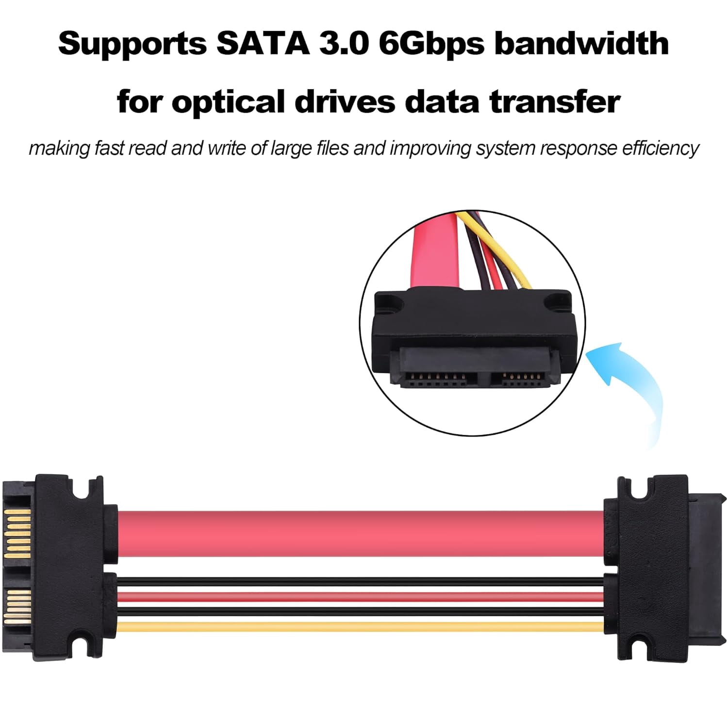 HRTGFD-Slimline SATA 13Pin (7+6) Pin Male to Female Extension Cable,13Pin Slimline SATA Laptop Optical Drive Adapter Data Power Cable for Laptop HDD SSD -50cm -2pcs