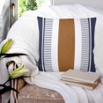 thumbnail image 3 of 18x18 Pillow Covers Set of 2, Modern Brown Blue Throw Pillow Covers Decorative Couch Cushion Case, Boho Contemporary Geometric Striped Microfiber Square Pillowcases for Bedroom Car Living Room, 3 of 7