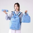 thumbnail image 4 of HUISZJ 3Pcs Strawberry Printed School Backpack, Students Bookbags Set with Lunch Box, Cute Daypack Bag Set for Women College (Light Blue), 4 of 7