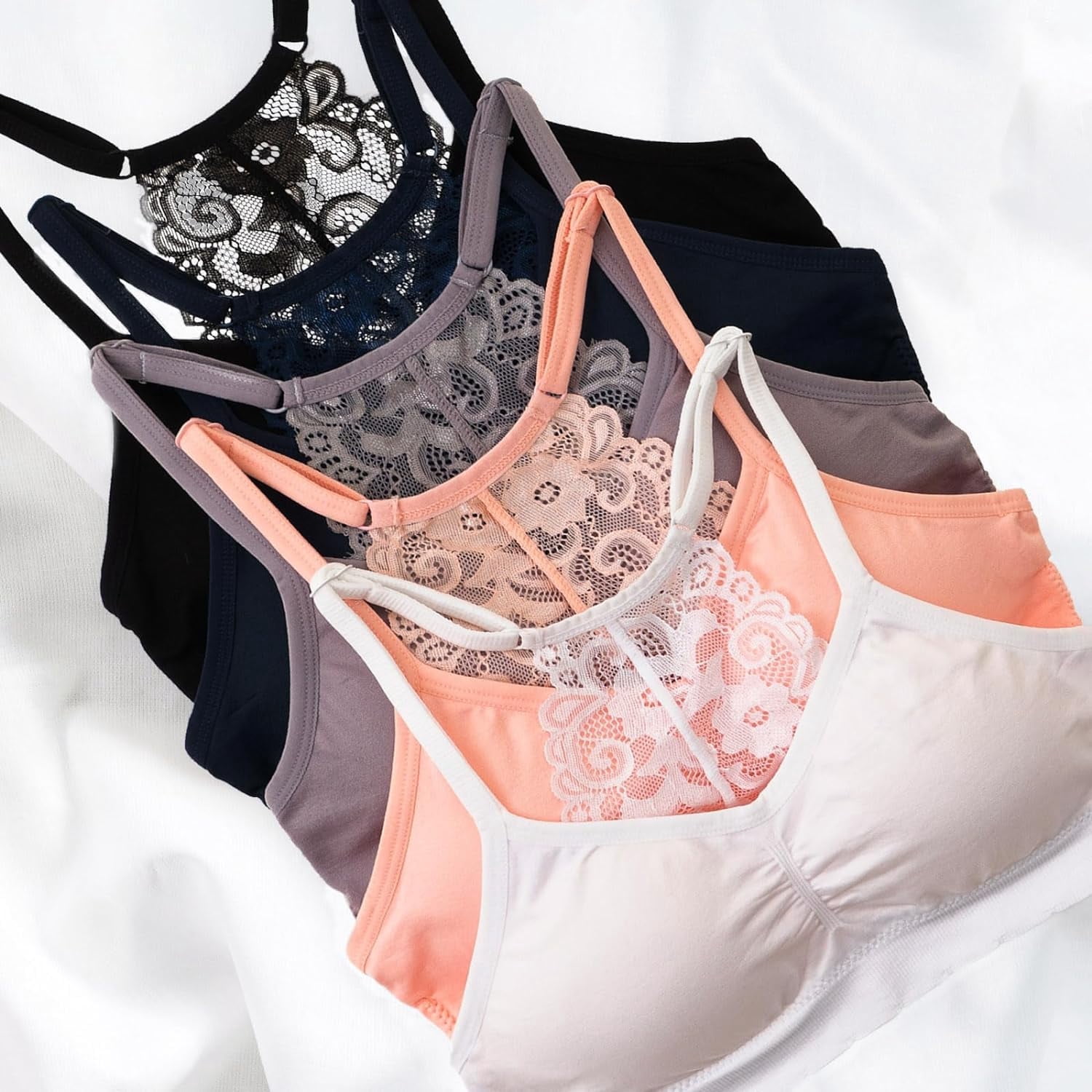 Alyce Ives Intimates Seamless Lace Bra Pack Padded Bra with Removable Cups Lace Bralettes for Women, Medium 5 pcs
