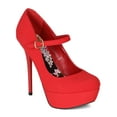thumbnail image 1 of Qupid BF85 Women Nubuck Mary Jane Platform Glossy Stiletto Heel Pump, 1 of 5