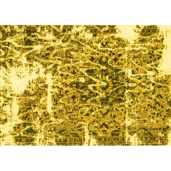 Ahgly Company Indoor Rectangle Abstract Yellow Modern Area Rugs, 7' x 10'